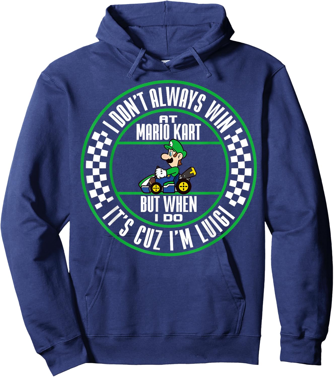 Nintendo Mario Kart Winning As Luigi Graphic Hoodie - Hoodie | Navy