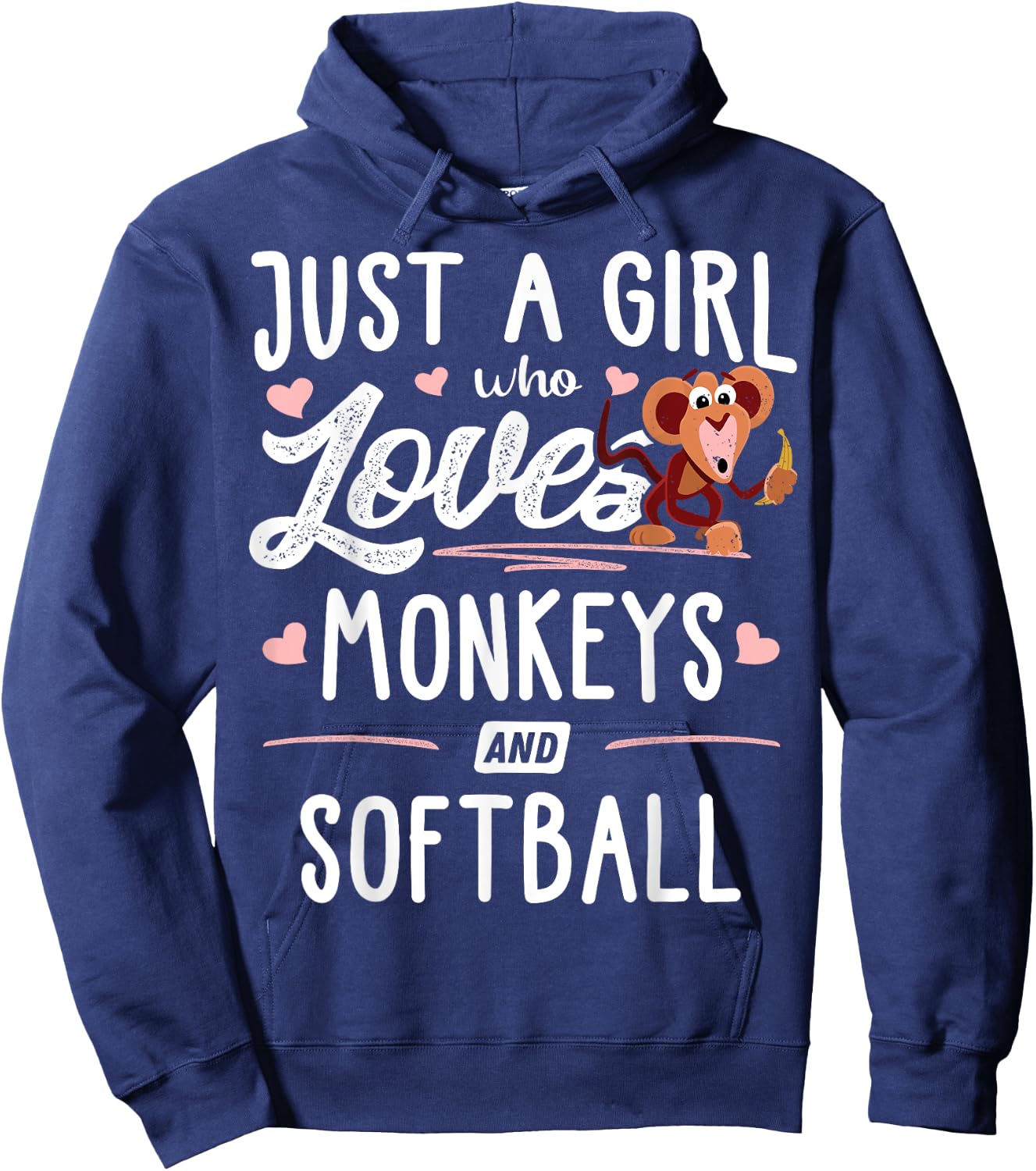 Just A Girl Who Loves Monkeys And Softball Gift Women Hoodie - Hoodie | Navy