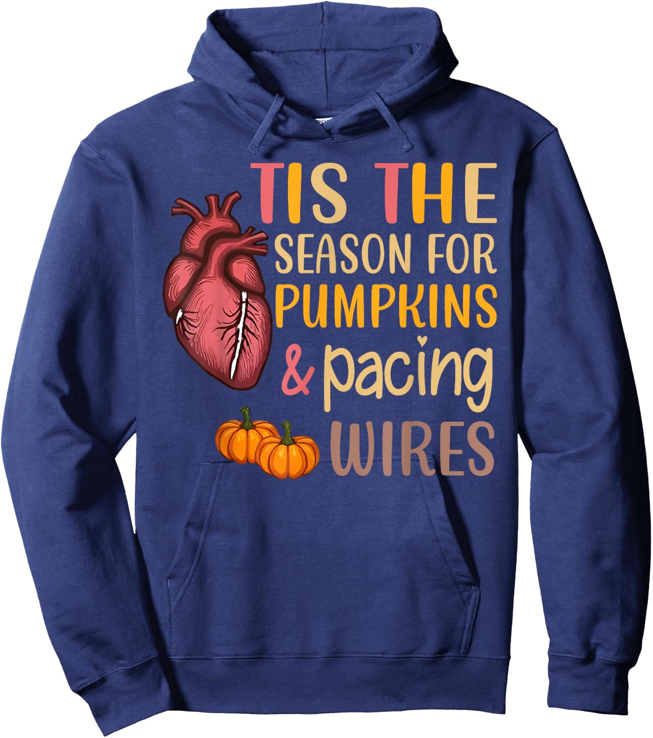 Cardiac Heart Nurse Fall Autumn Pumpkin Cardiology Nursing Hoodie - Hoodie | Navy