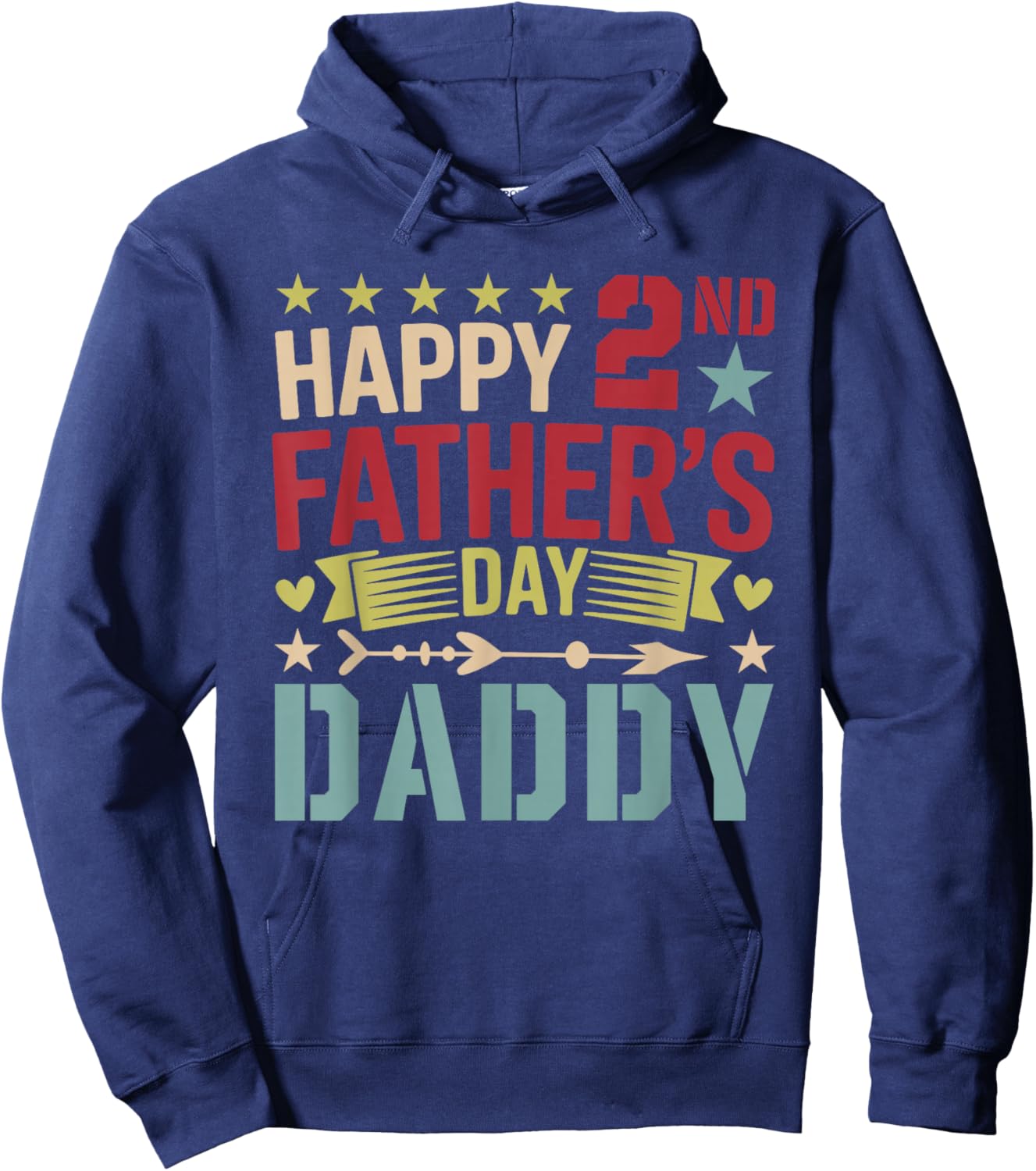 Vintage Happy 2nd Father's Day Daddy Proud Family Lover Kids Hoodie - Hoodie | Navy
