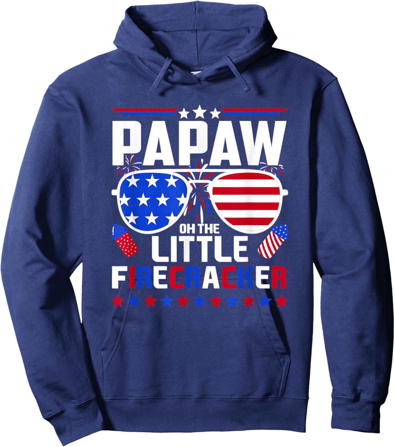 Papaw of The Little Firecracker Fourth of July Birthday Hoodie - Hoodie | Navy