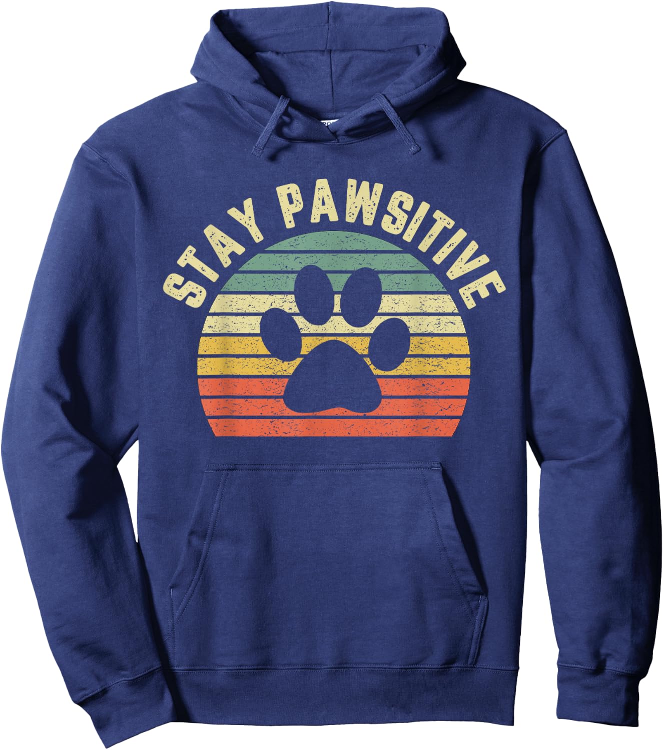 Funny Stay Pawsitive Shirt Dog Veterinarian Shirt Retro Hoodie - Hoodie | Navy