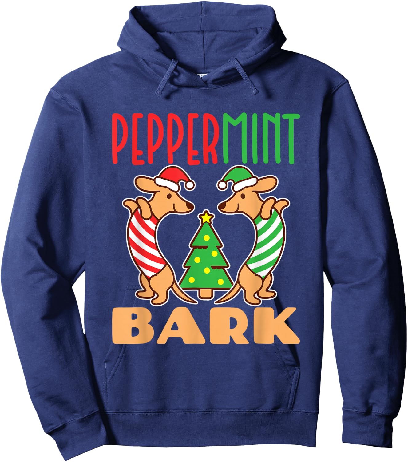 Peppermint Bark Christmas Doxie Dachshund Dog Pun Xmas Hoodie - Hoodie | Navy