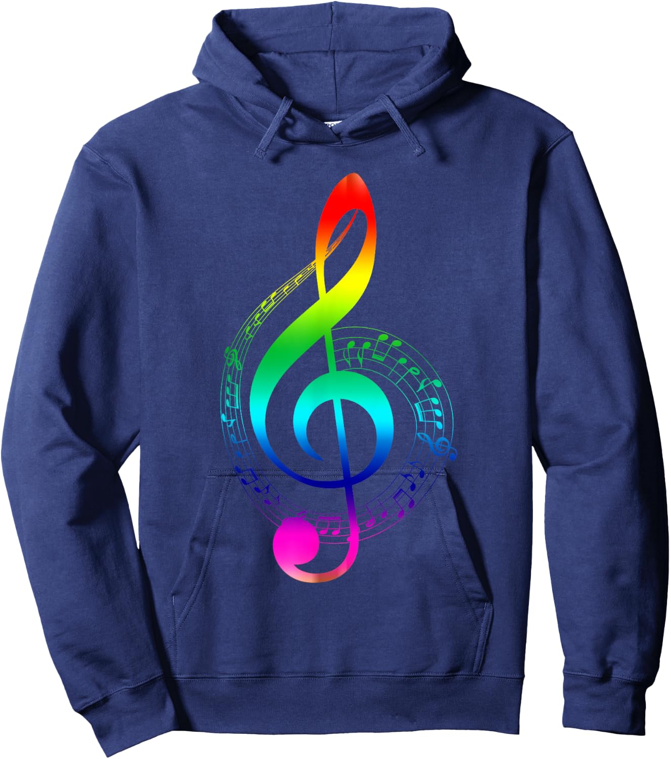 Music Note Rainbow Treble Clef Musical Symbol for Musicians Hoodie - Hoodie | Navy
