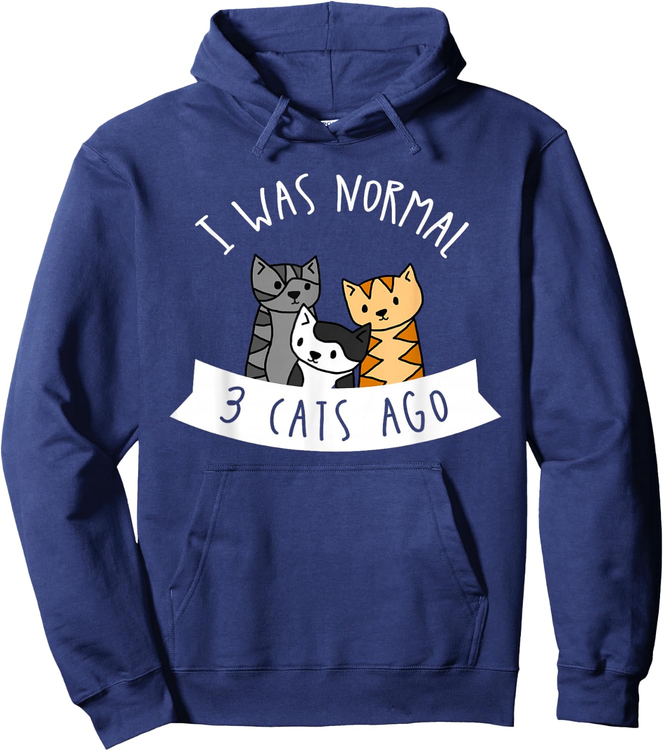 I Was Normal 3 Cats Ago - Cat Lover Hoodie - Hoodie | Navy