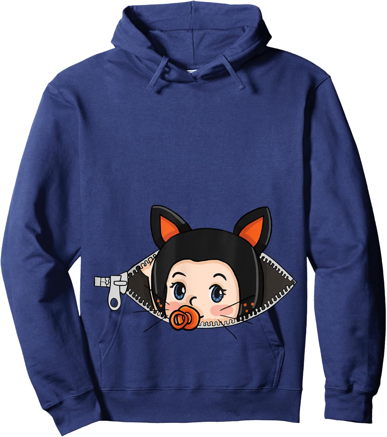 Halloween Pregnancy Shirt - Black Cat Ears Baby T shirt Men Women Hoodie - Hoodie | Navy
