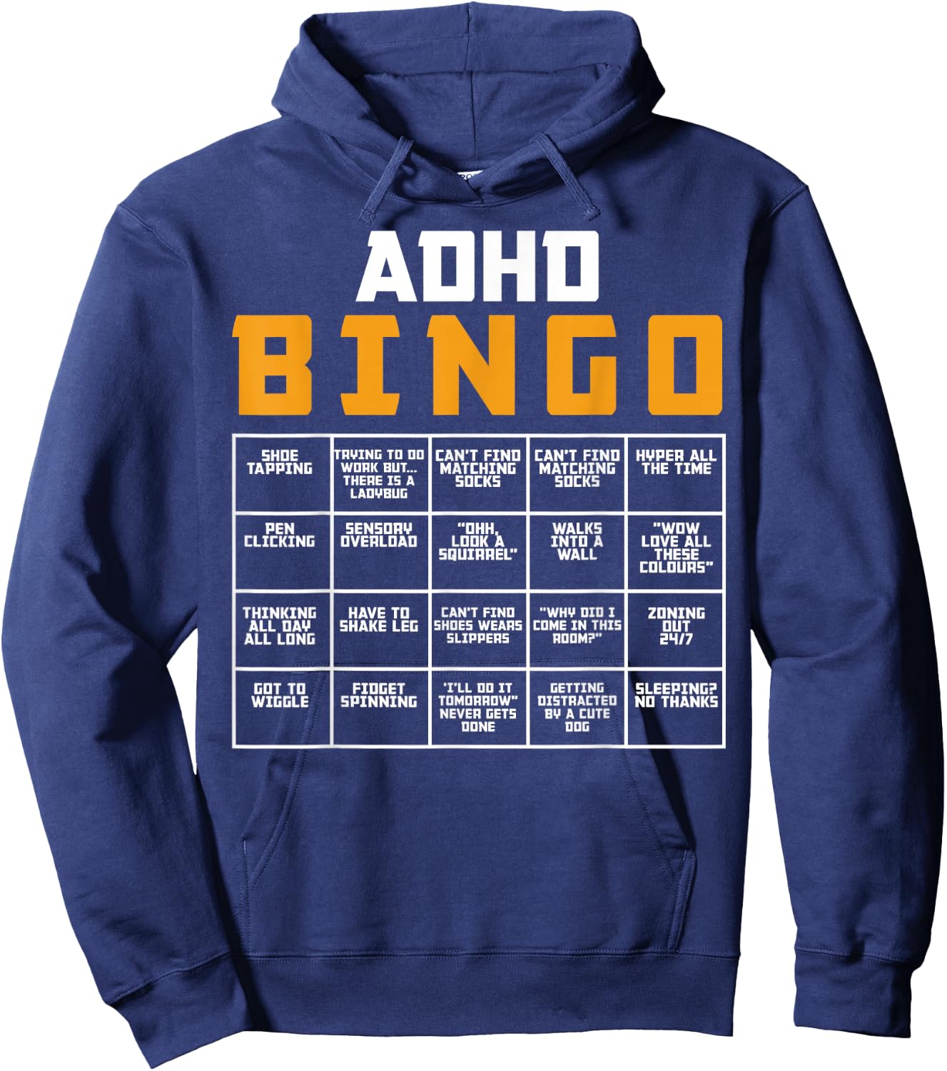World Mental Health Awareness Day ADHD Bingo Funny Hoodie - Hoodie | Navy
