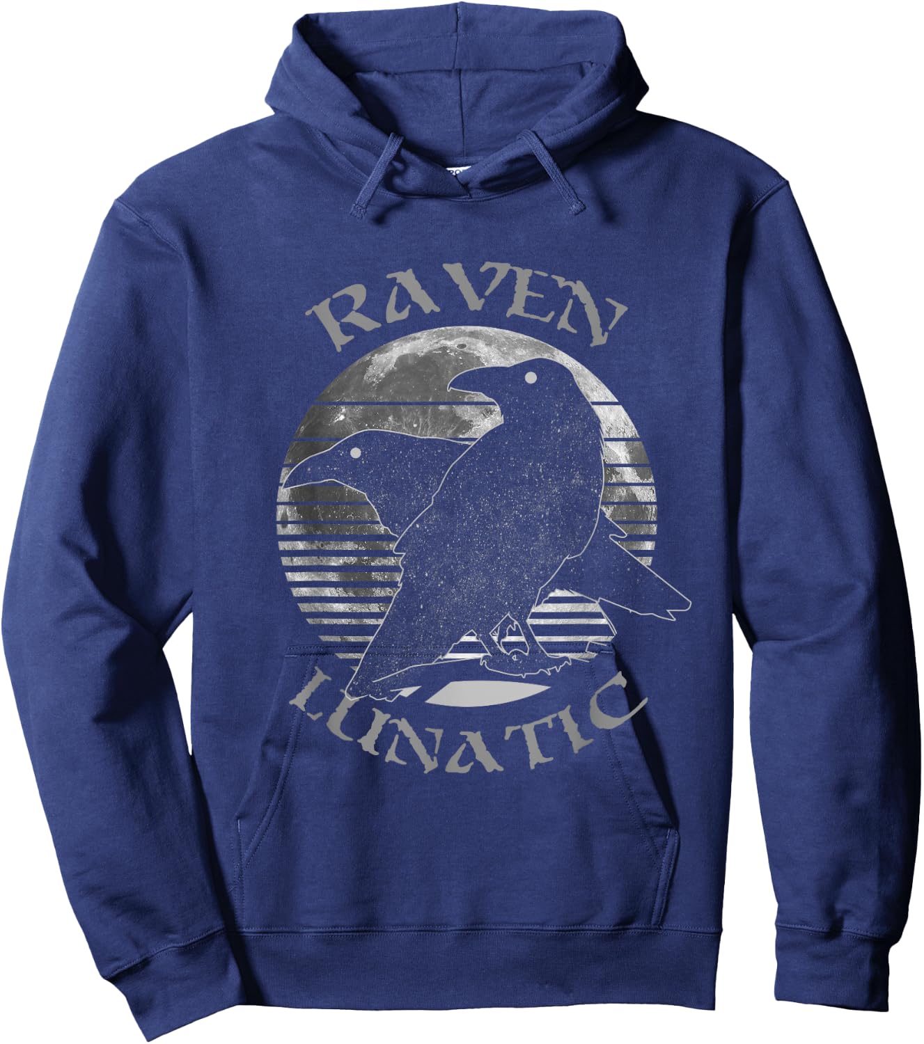 Wiccan Witch Pagan Occult Raven Lunatic Retro Moon Hoodie - Hoodie | Navy
