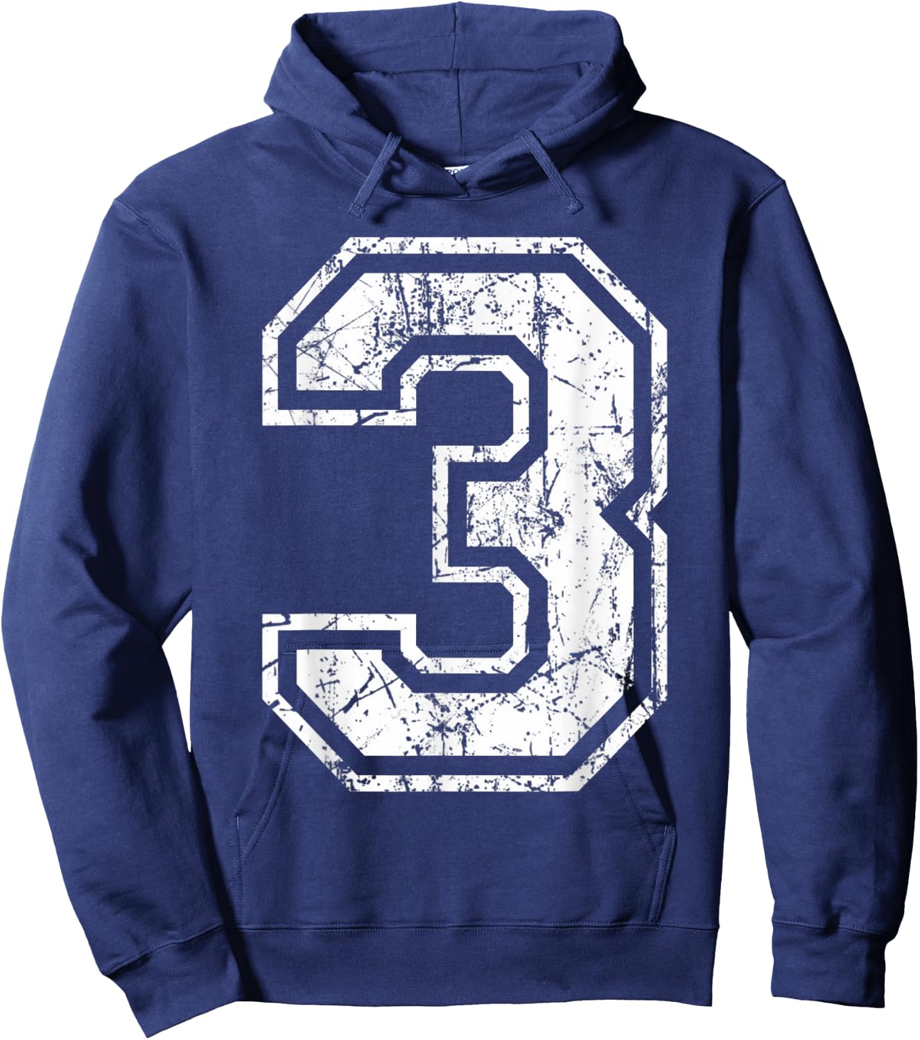 Sports Jersey Grunge Number 3 Fan Team Player Birthday Gift Hoodie - Hoodie | Navy