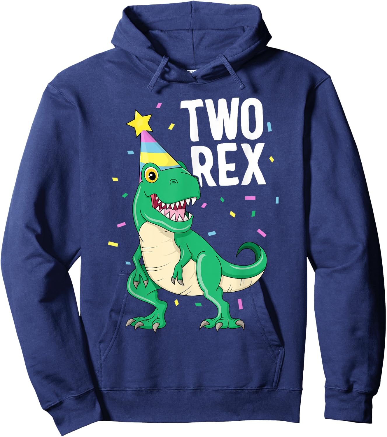 Two Rex 2nd Birthday Boy T-Rex Dinosaur Party Happy Second Hoodie - Hoodie | Navy