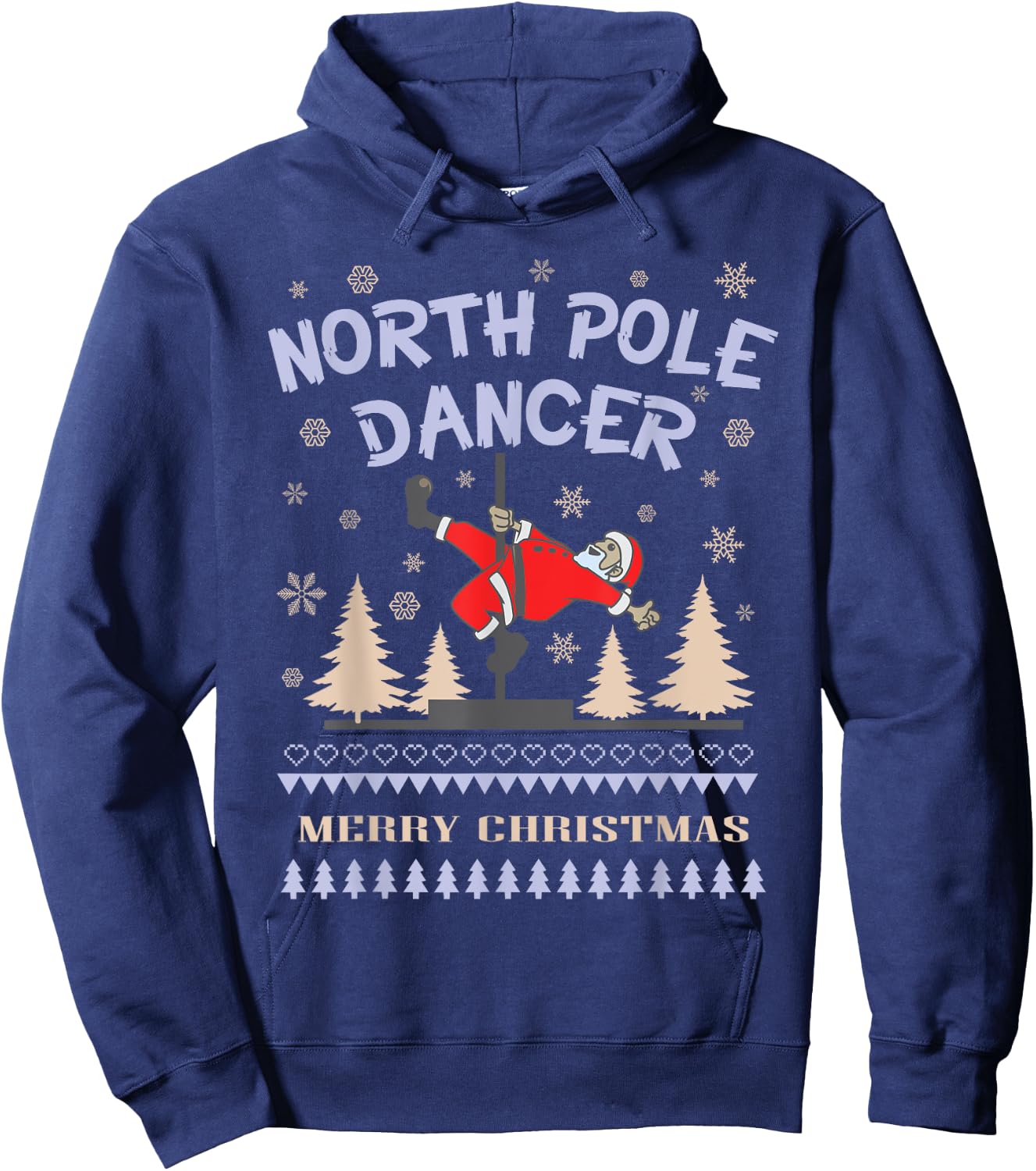 Pole Dance Shirt | Santa Claus North Pole Dancer Gift Hoodie - Hoodie | Navy