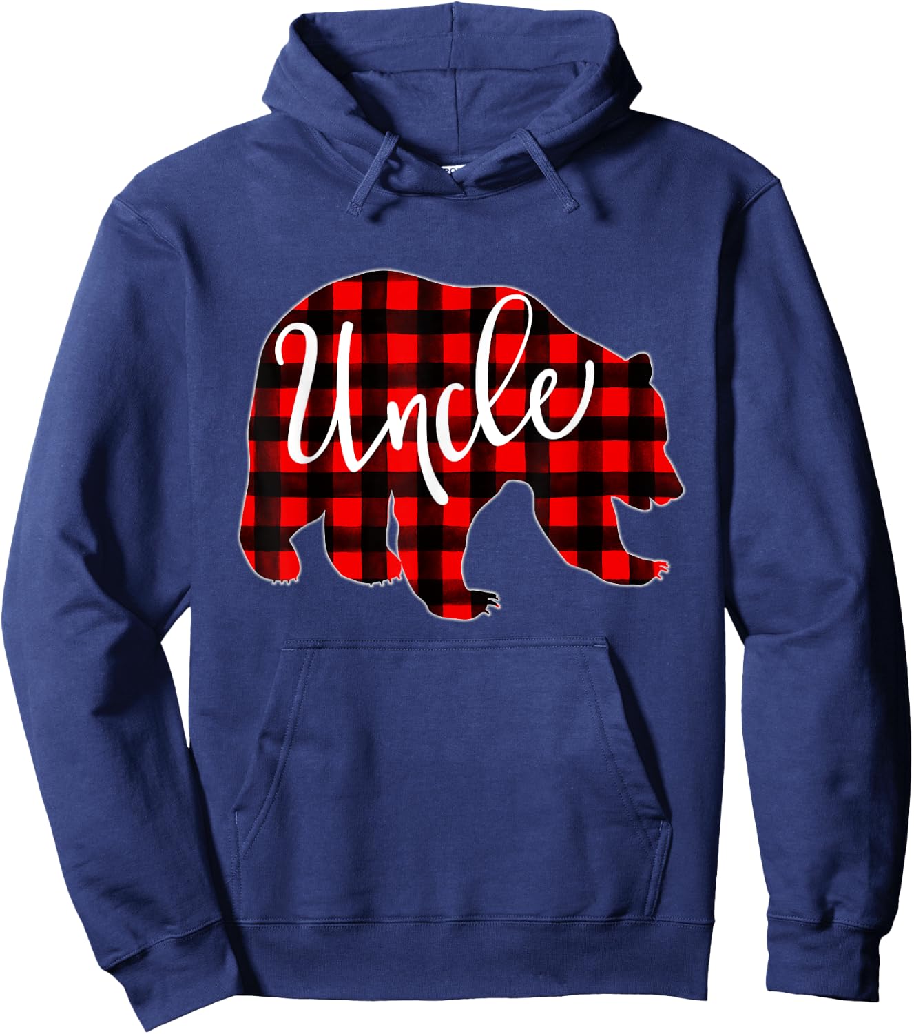 Red Plaid Uncle Bear Matching Family Christmas Eve Buffalo Hoodie - Hoodie | Navy