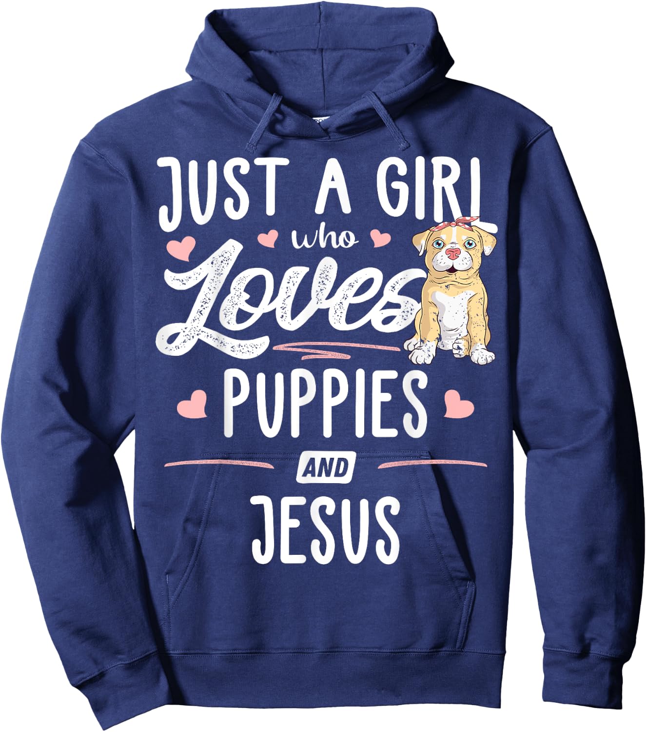Just A Girl Who Loves Puppies And Jesus Gift Women Hoodie - Hoodie | Navy
