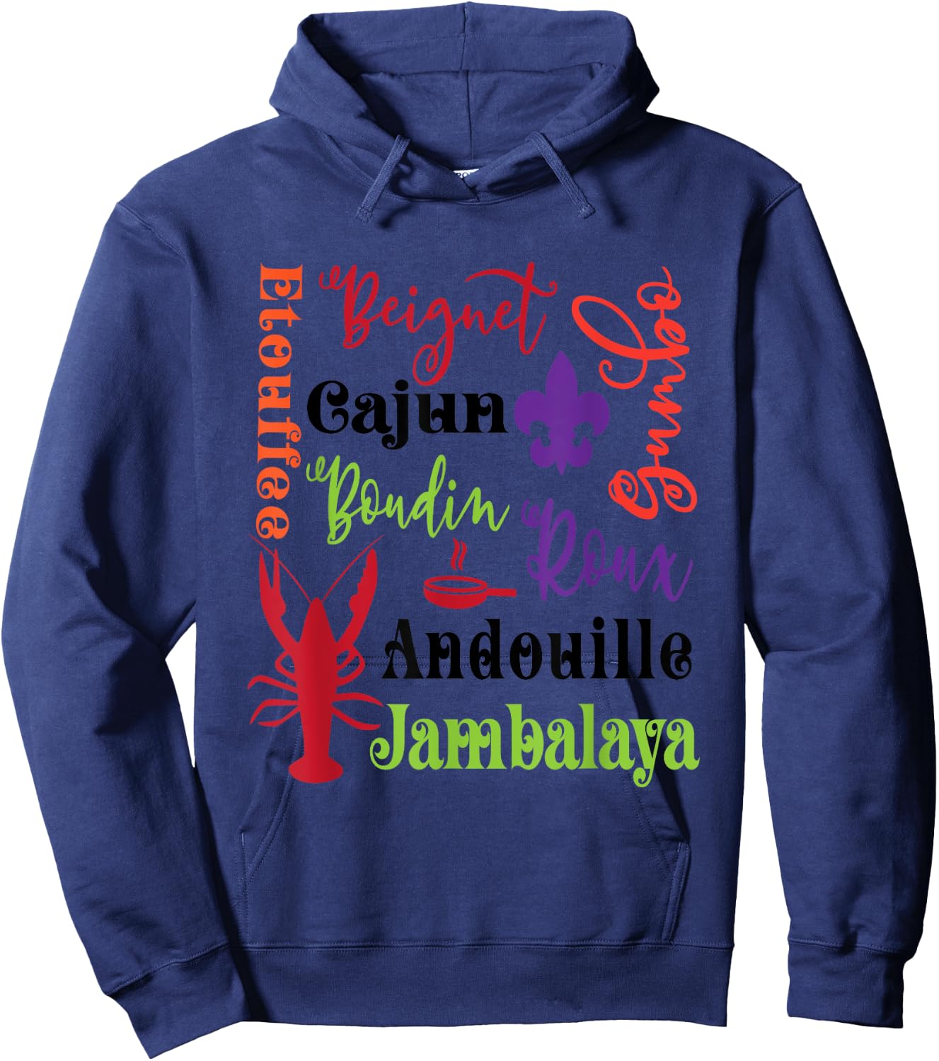 Crawfish Beignet Gumbo Jambalaya Subway Bayou Funny T Shirt Hoodie - Hoodie | Navy