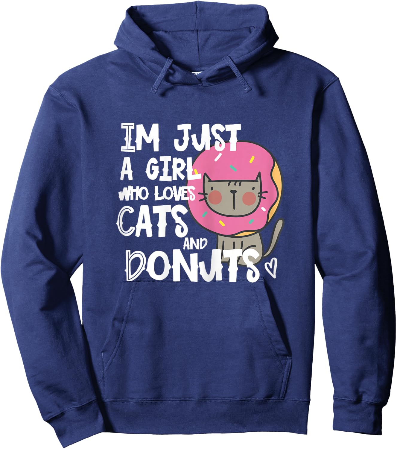 Im just a girl who loves donuts and cats funny t shirt gift Hoodie - Hoodie | Navy