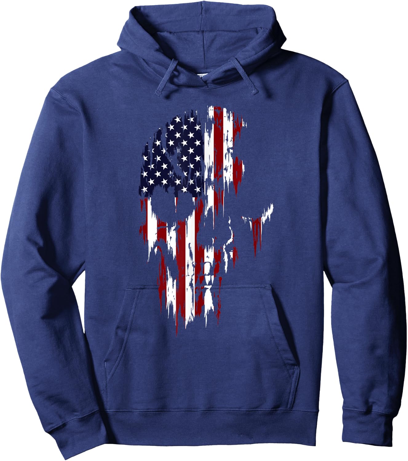 Zombie Patriot US American Flag Skull (Ver. 2) Women Men Hoodie - Hoodie | Navy