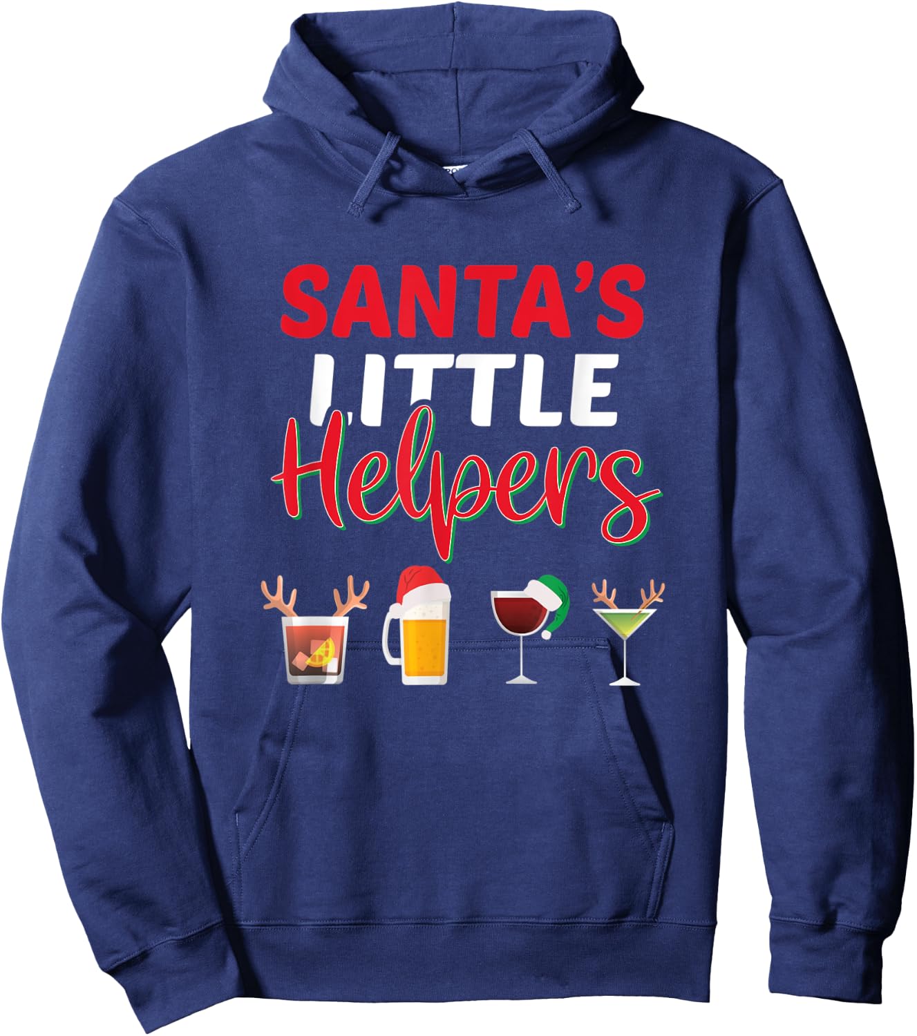 Santa's Little Helpers Christmas Spirits Drinking Squad Gift Hoodie - Hoodie | Navy