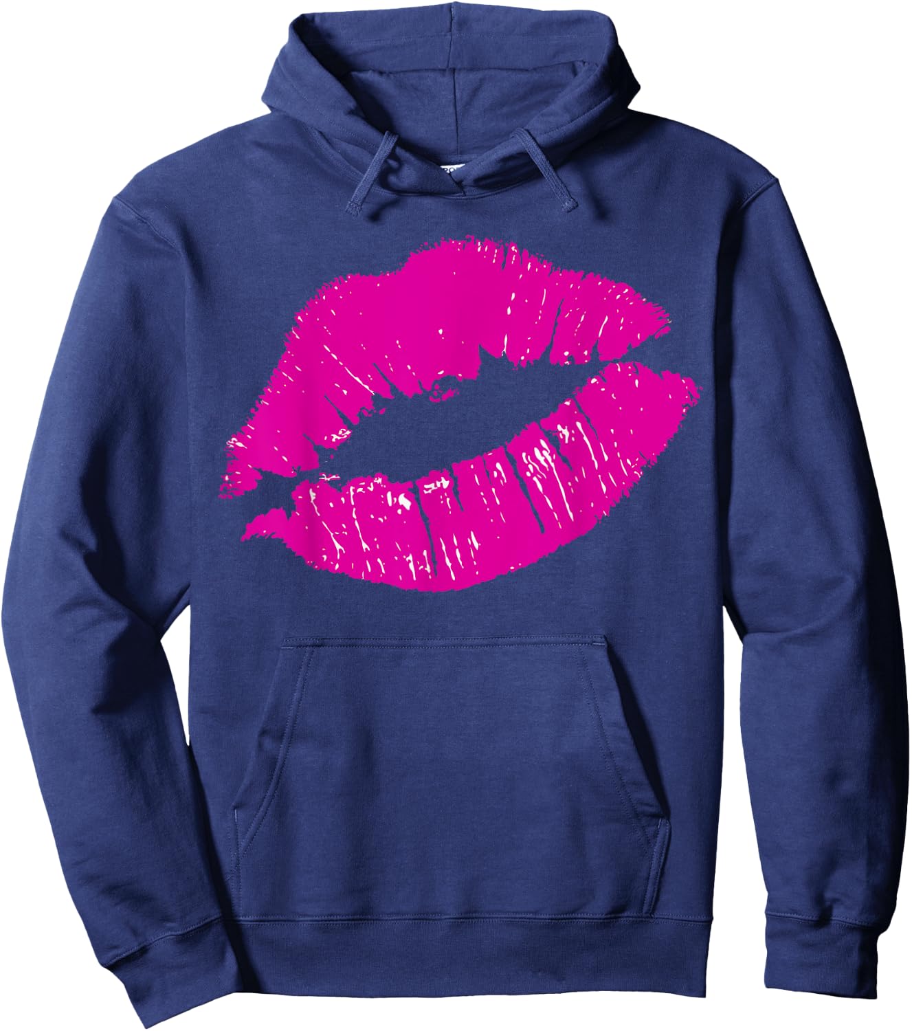 80's Pink Lips | Bright Pop Culture 1980's Lovers Gift Hoodie - Hoodie | Navy