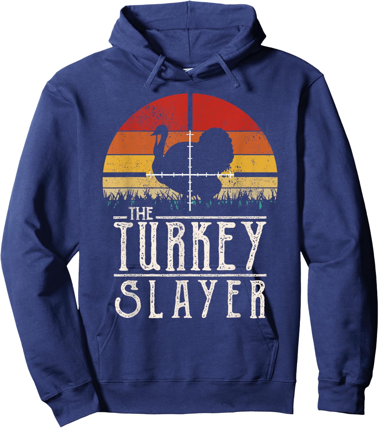 Vintage Sunset Retro Style Turkey Hunting Turkey Slayer Hoodie - Hoodie | Navy