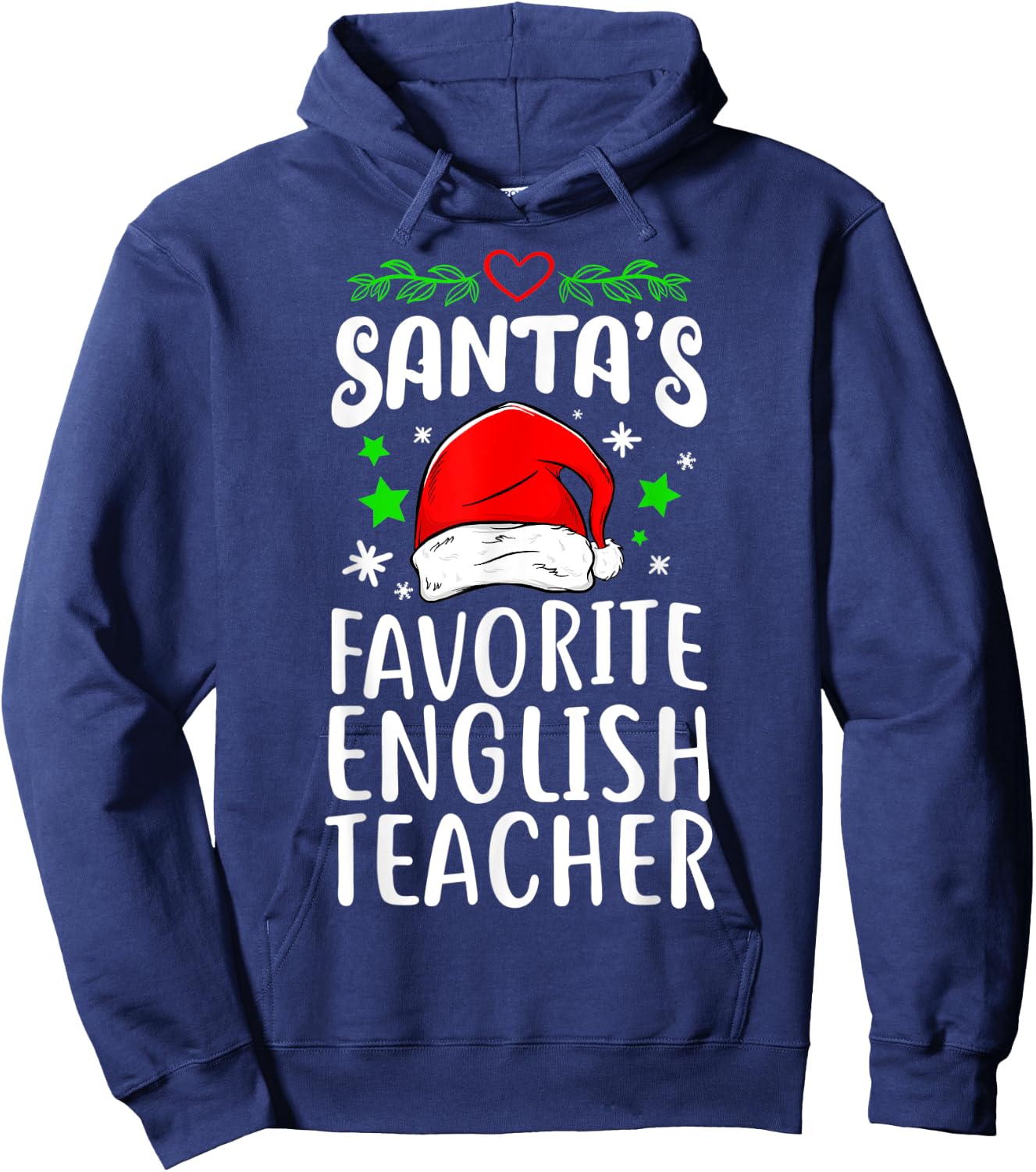 Santa's Favorite English Teacher Gift Xmas Christmas Women Hoodie - Hoodie | Navy