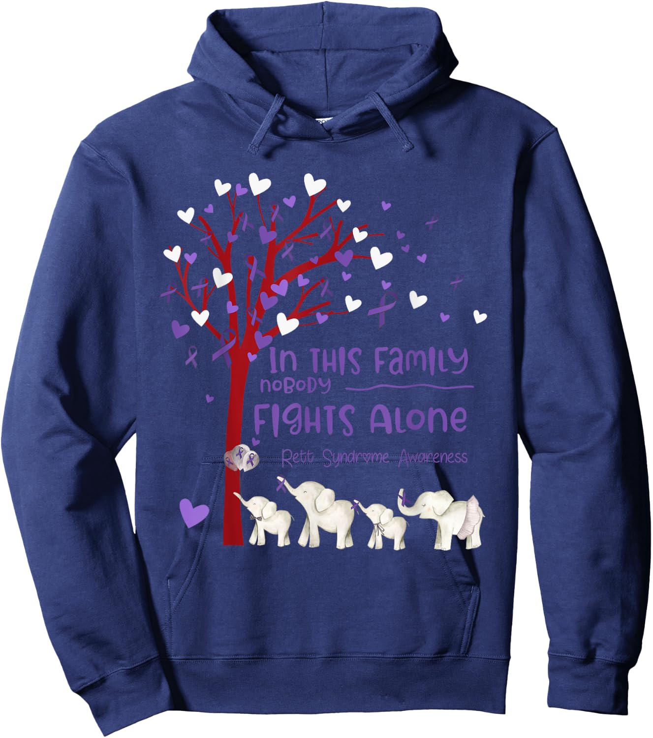 In This family Nobody Fights Alone Rett Syndrome Awareness Hoodie - Hoodie | Navy
