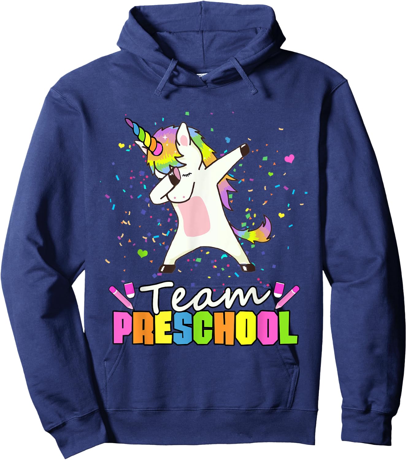 Team Preschool Unicorn Team Pre-K Preschool Crew Hoodie - Hoodie | Navy