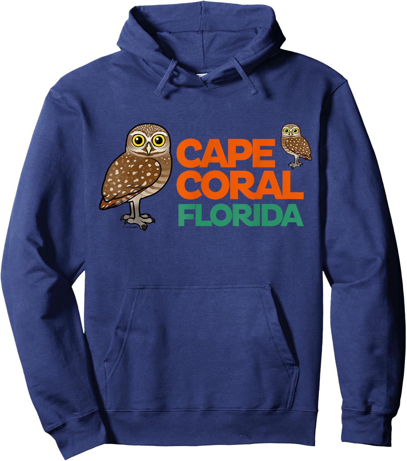 Cape Coral Florida Burrowing Owl Cute Cartoon Bird Hoodie - Hoodie | Navy