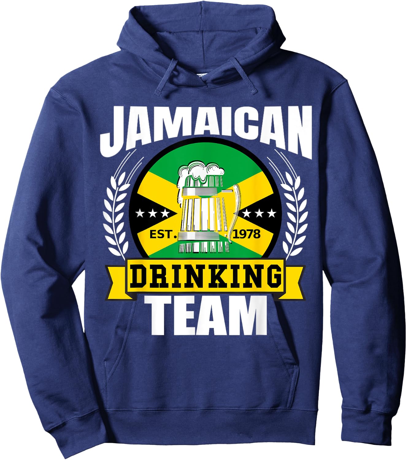 Jamaican Drinking Team Funny Jamaica Flag Beer Party Gift Hoodie - Hoodie | Navy