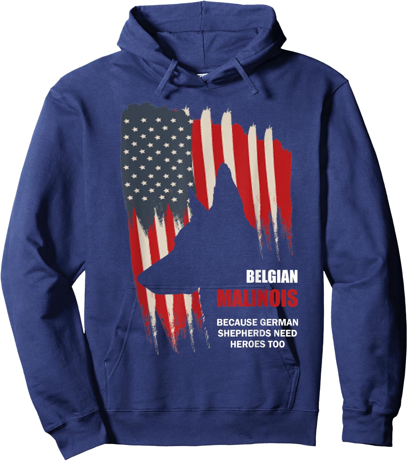 Belgian Malinois American Flag Funny Dog Gift Hoodie - Hoodie | Navy