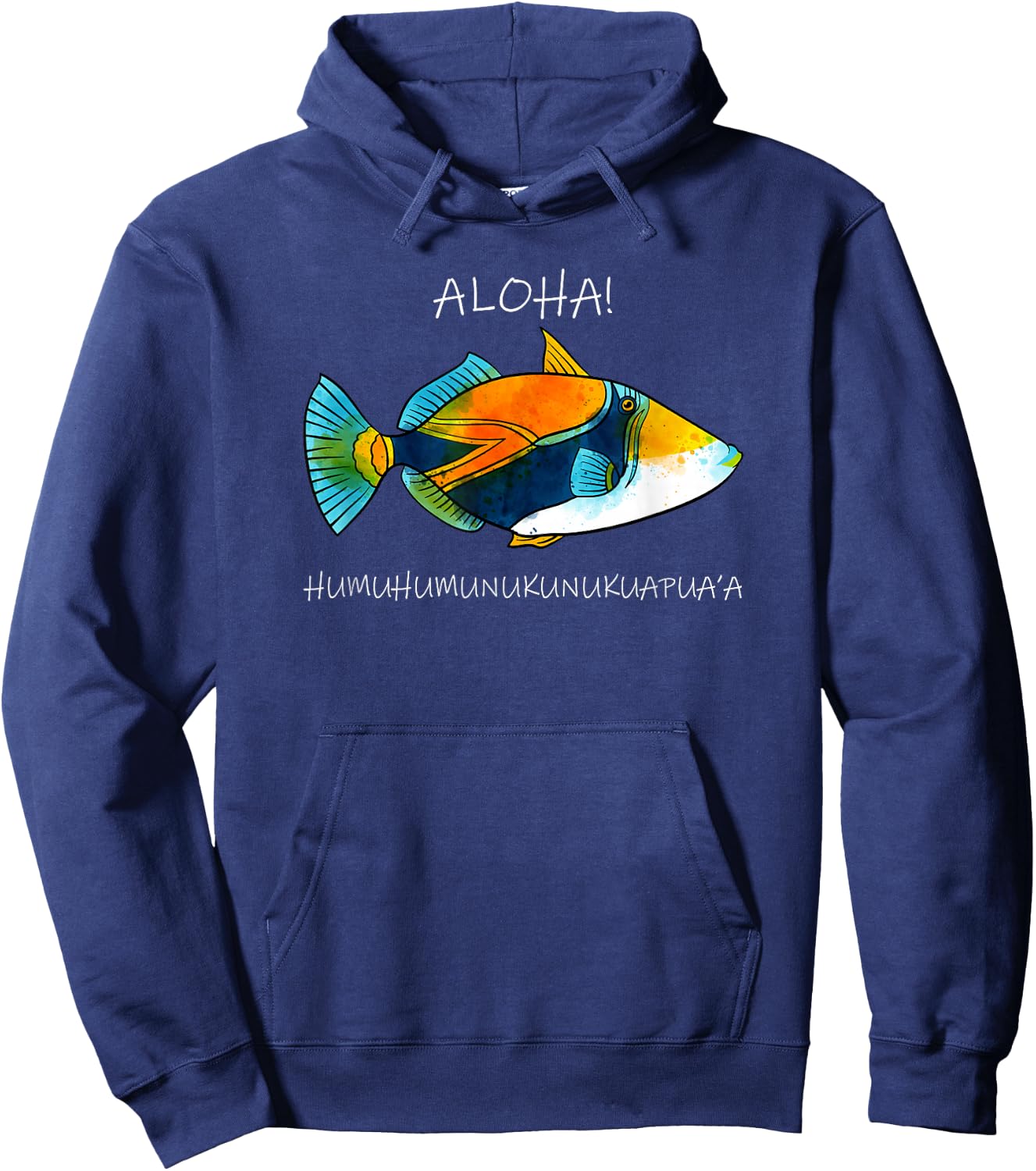 Humuhumunukunukuapua'a Olelo Hawaiian Reef Triggerfish Small Hoodie - Hoodie | Navy