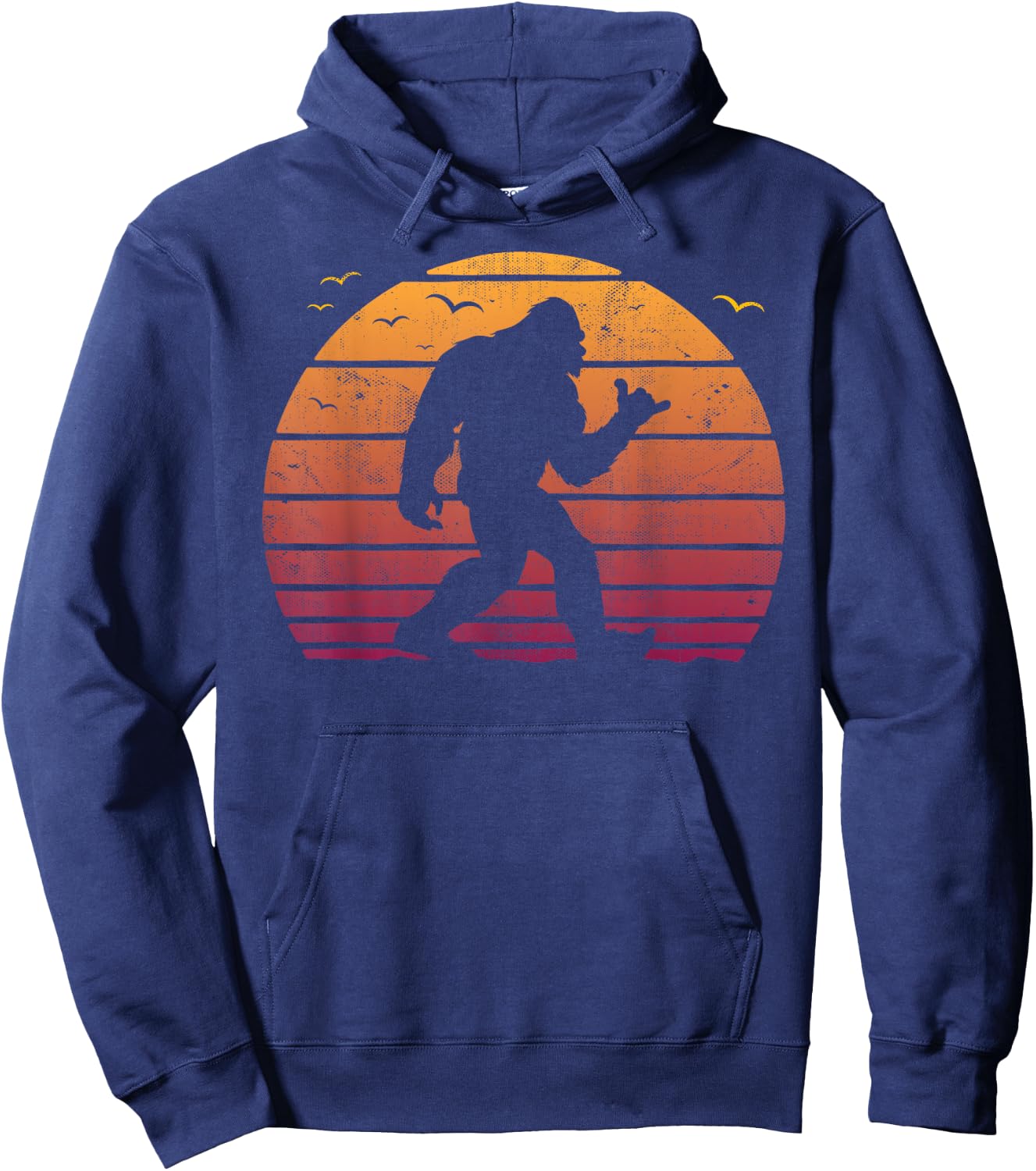 Vintage Bigfoot Surfing Beach vacation Retro surf Sun shaka Hoodie - Hoodie | Navy