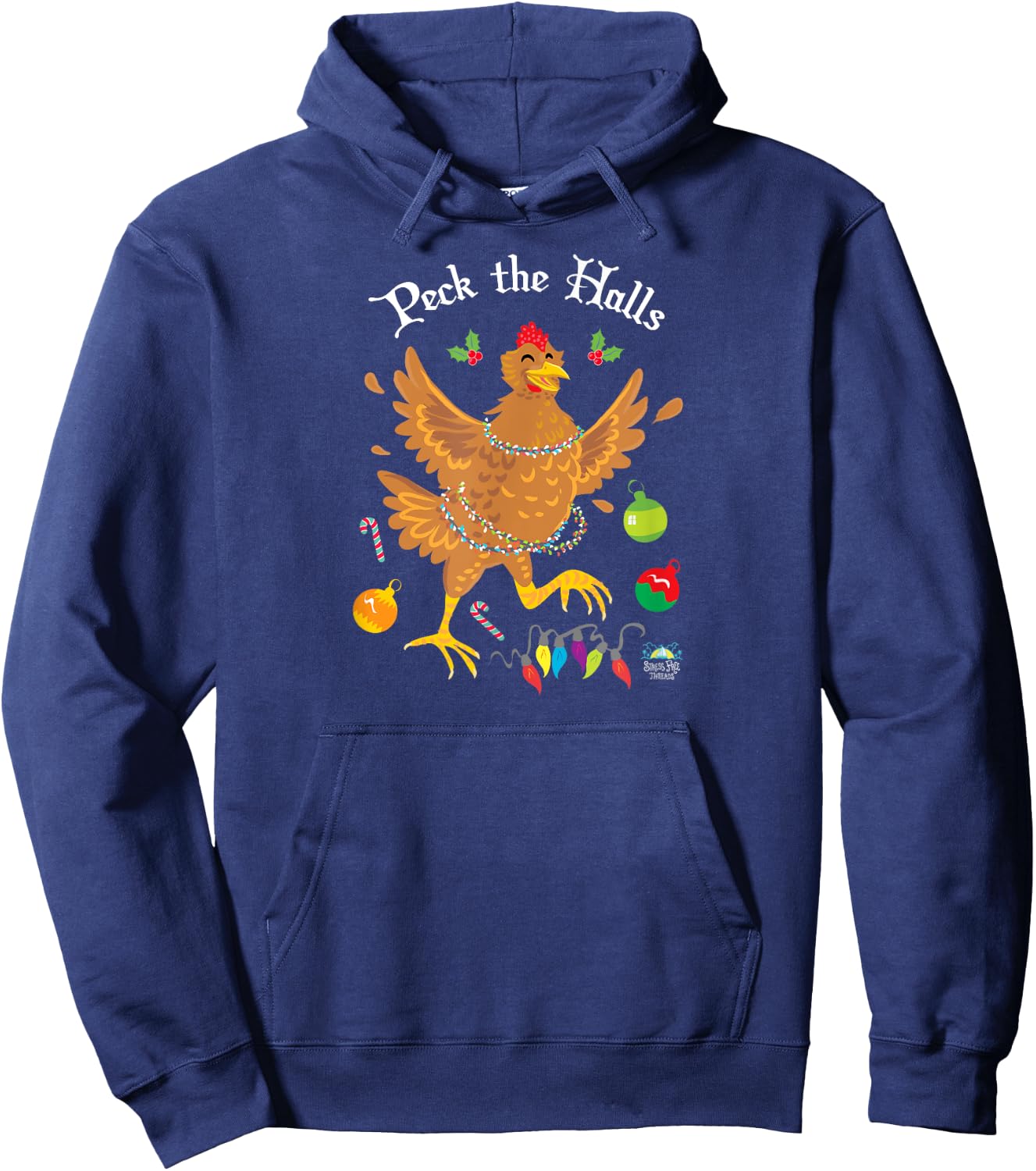 Peck the Halls Chicken Christmas Shirt Hoodie - Hoodie | Navy