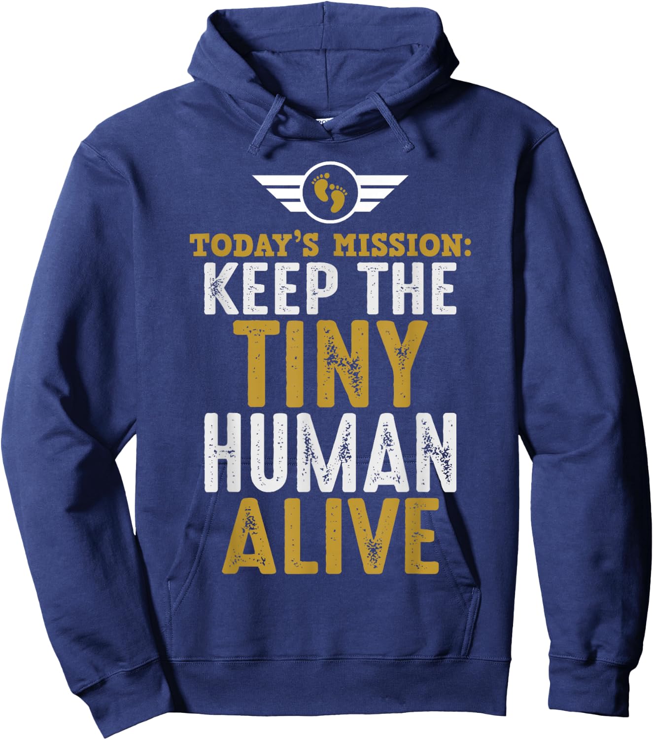 Father's Day By Design Company New Dad Gifts Funny First Time Father Keep Tiny Human Alive Adult Classic Fit Black Short Sleeve Hoodie - Hoodie | Navy