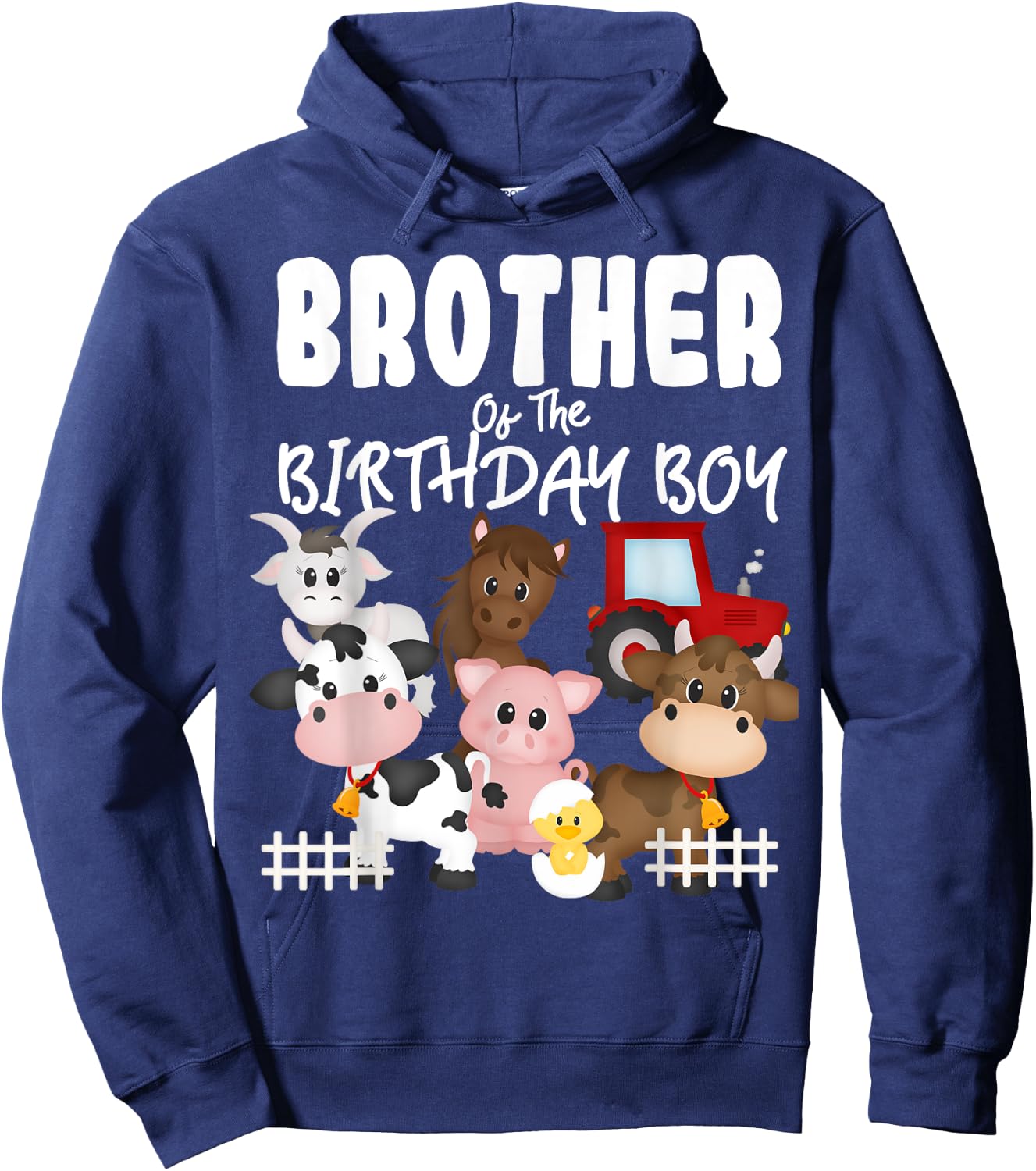 Farm Animals Barnyard Farm House Brother Of The Birthday Boy Hoodie - Hoodie | Navy