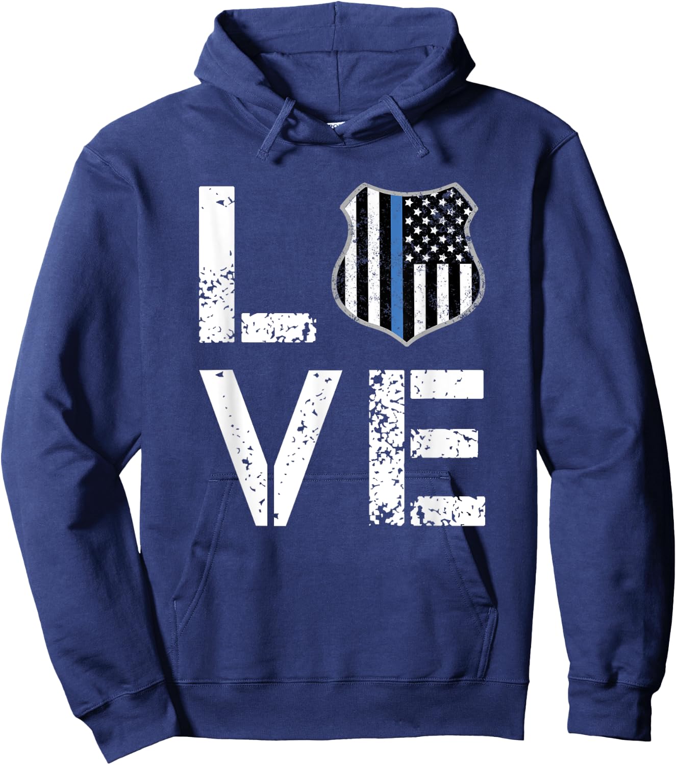 I LOVE Police Shirt Thin Blue Line Law Enforcement Gift Hoodie - Hoodie | Navy