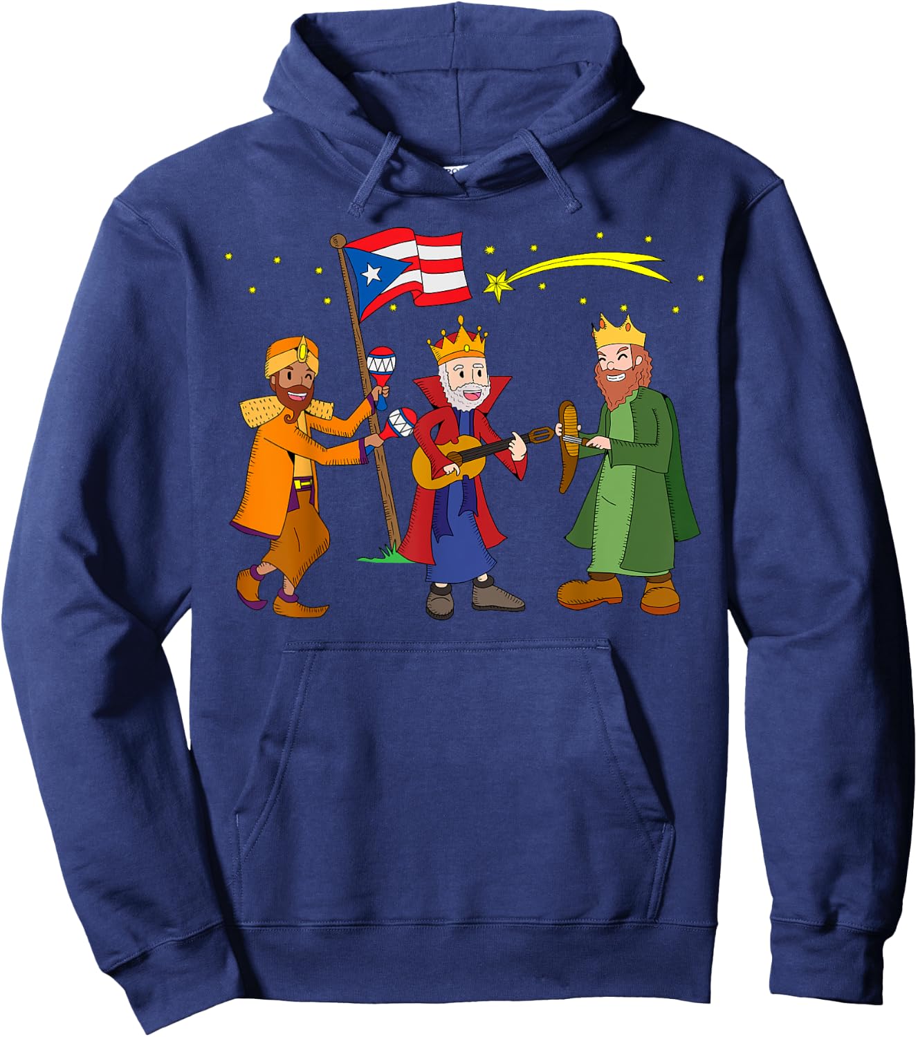 Playa Serena Funny Christmas Puerto Rico Christmas Tres Reyes Magos Three Wise Men -Adults Hoodie - Hoodie | Navy