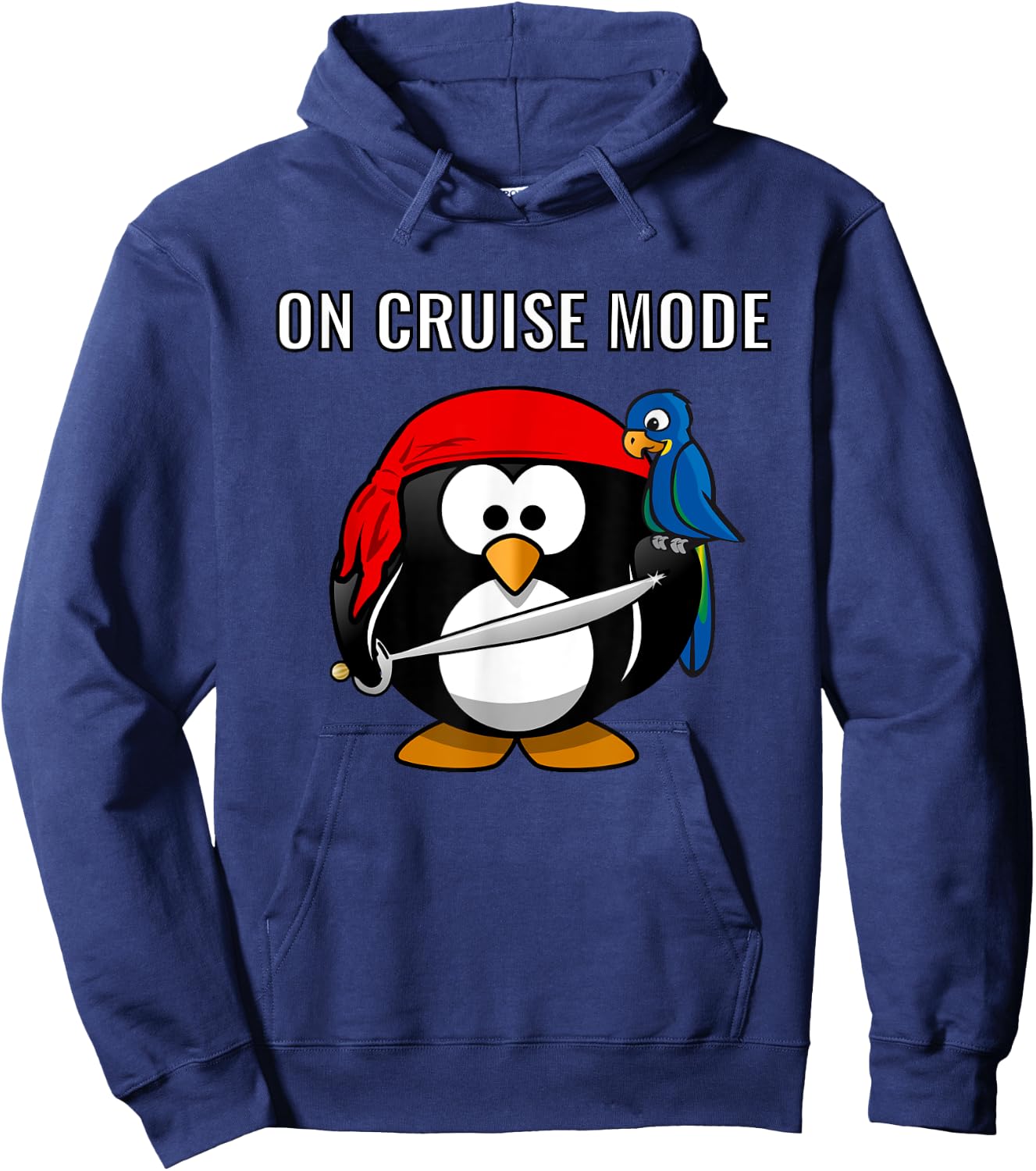 On Cruise Mode Cute Vacation Penguin Pirate Hoodie - Hoodie | Navy