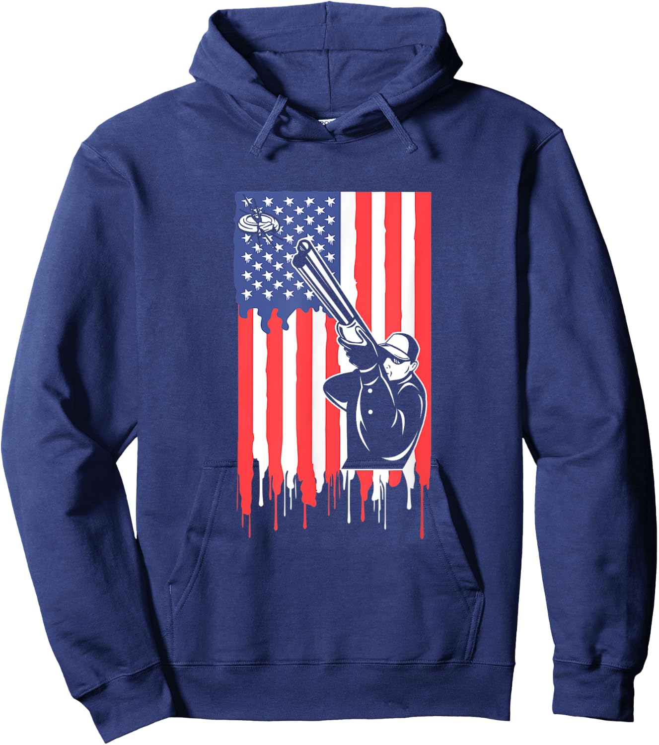 Trap Shooting USA Flag Shirt Proud Clay Shooting Skeet Shoot Kids Men Hoodie - Hoodie | Navy