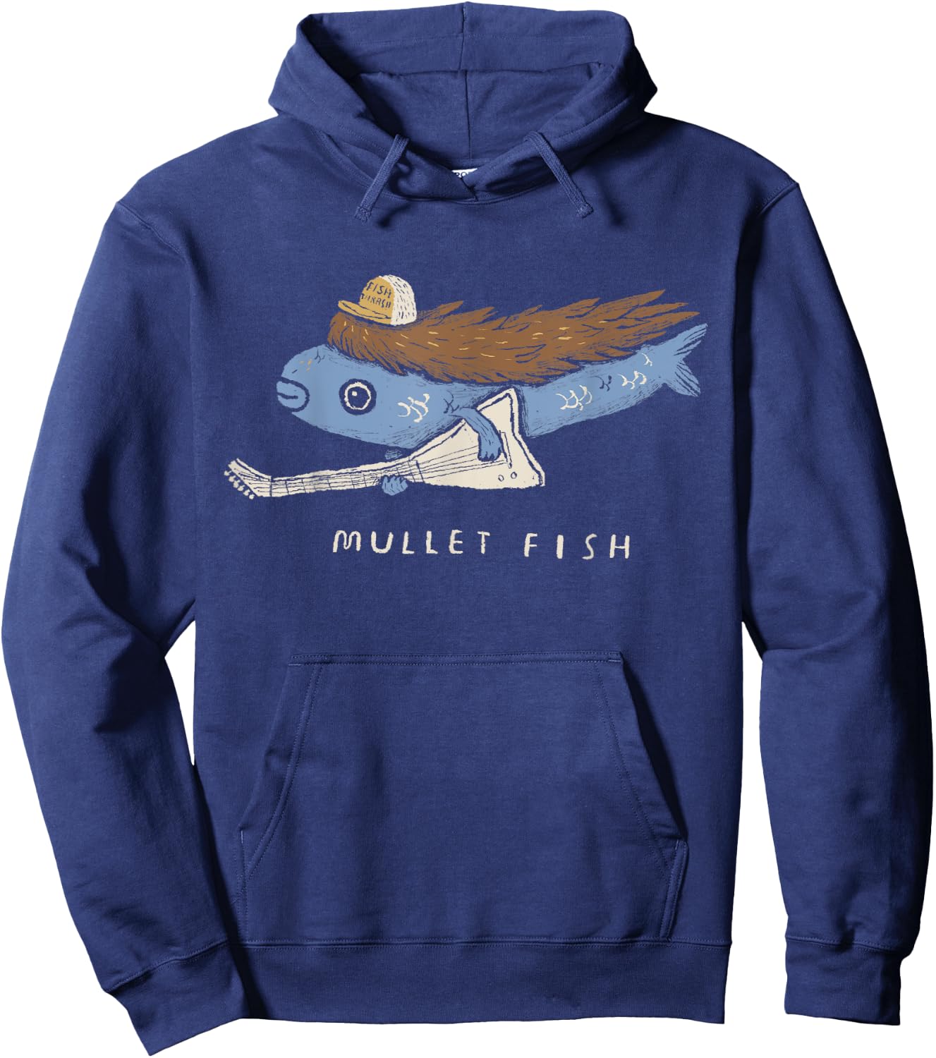 Funny Mullet Fish 80s Shirt. Heavy Metal. Fish . Hoodie - Hoodie | Navy