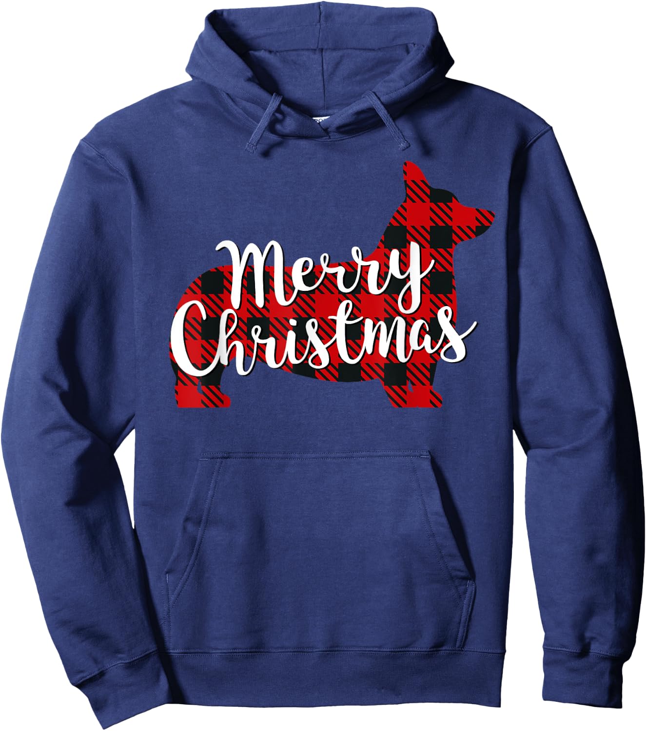Corgi Christmas Dog Mom Dad Plaid Gift Men Women Girls Kids Hoodie - Hoodie | Navy