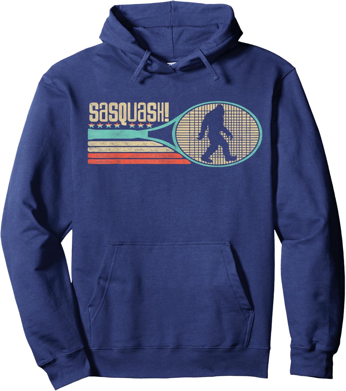 Sasquash! Funny Bigfoot Squash Player 80s Retro Hoodie - Hoodie | Navy