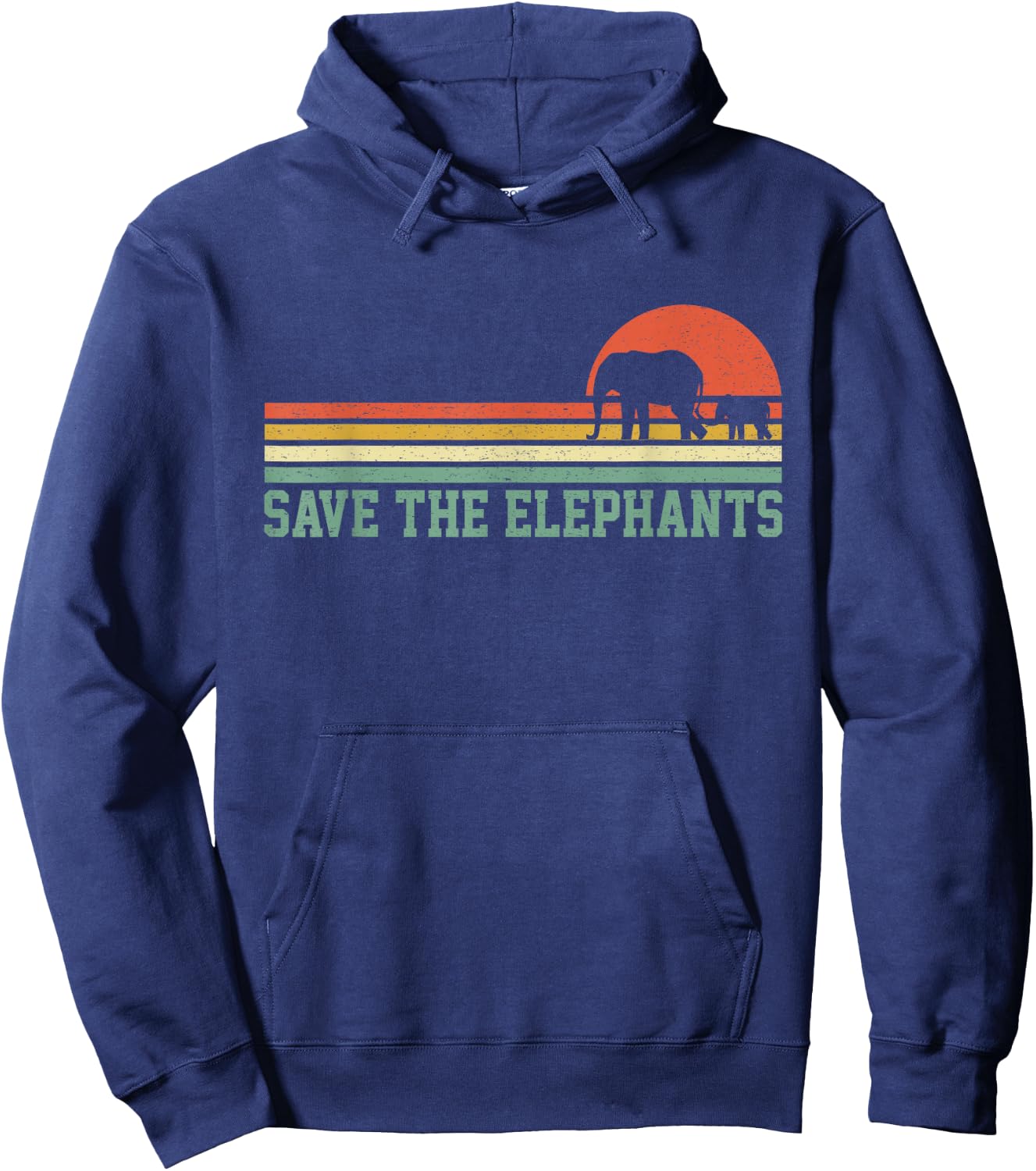 Vintage Save The Elephants T Shirt Gift Elephants Lovers Hoodie - Hoodie | Navy