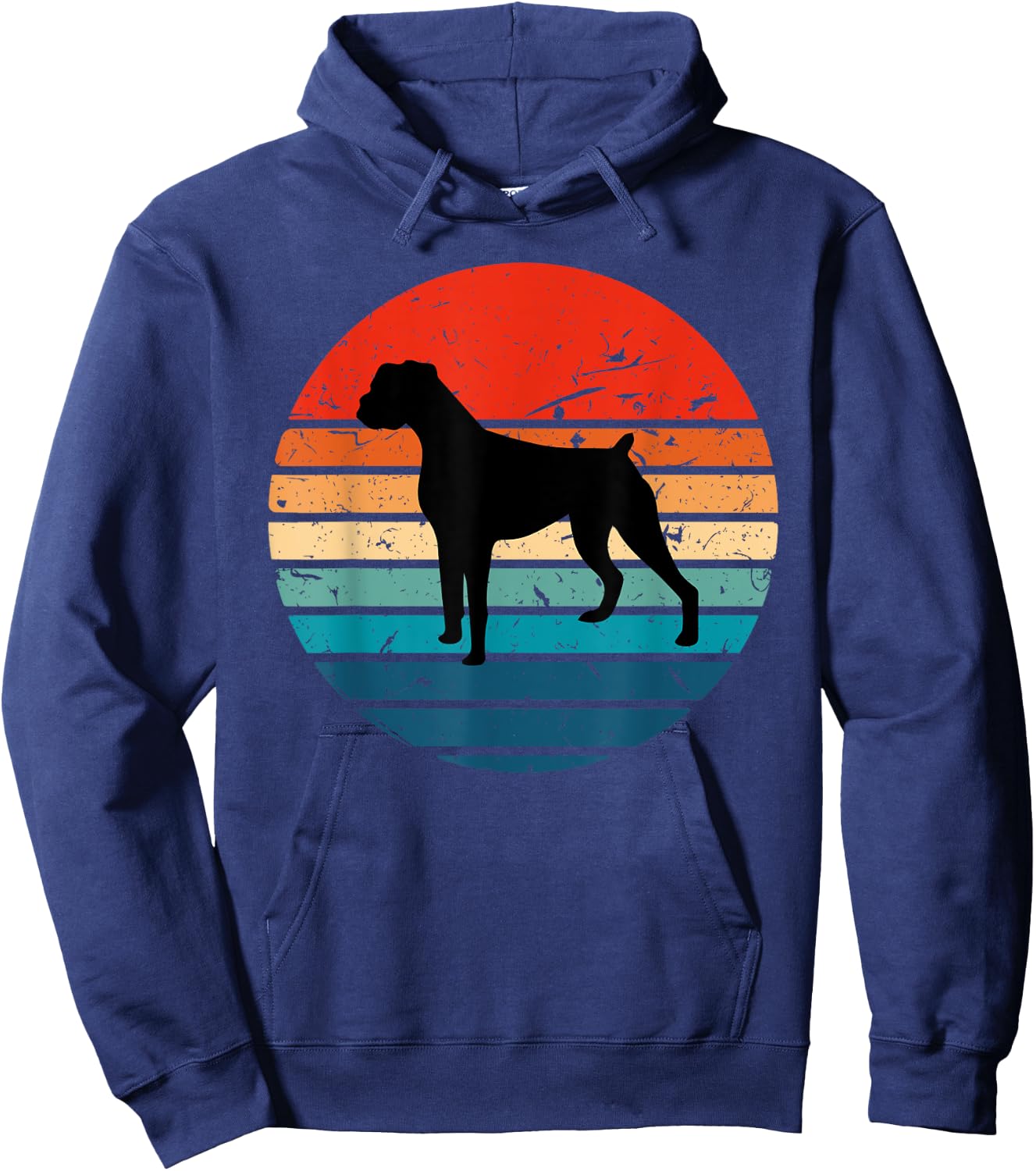 Boxer Dog Retro Vintage 70s 80s Silhouette Breed Gift Hoodie - Hoodie | Navy