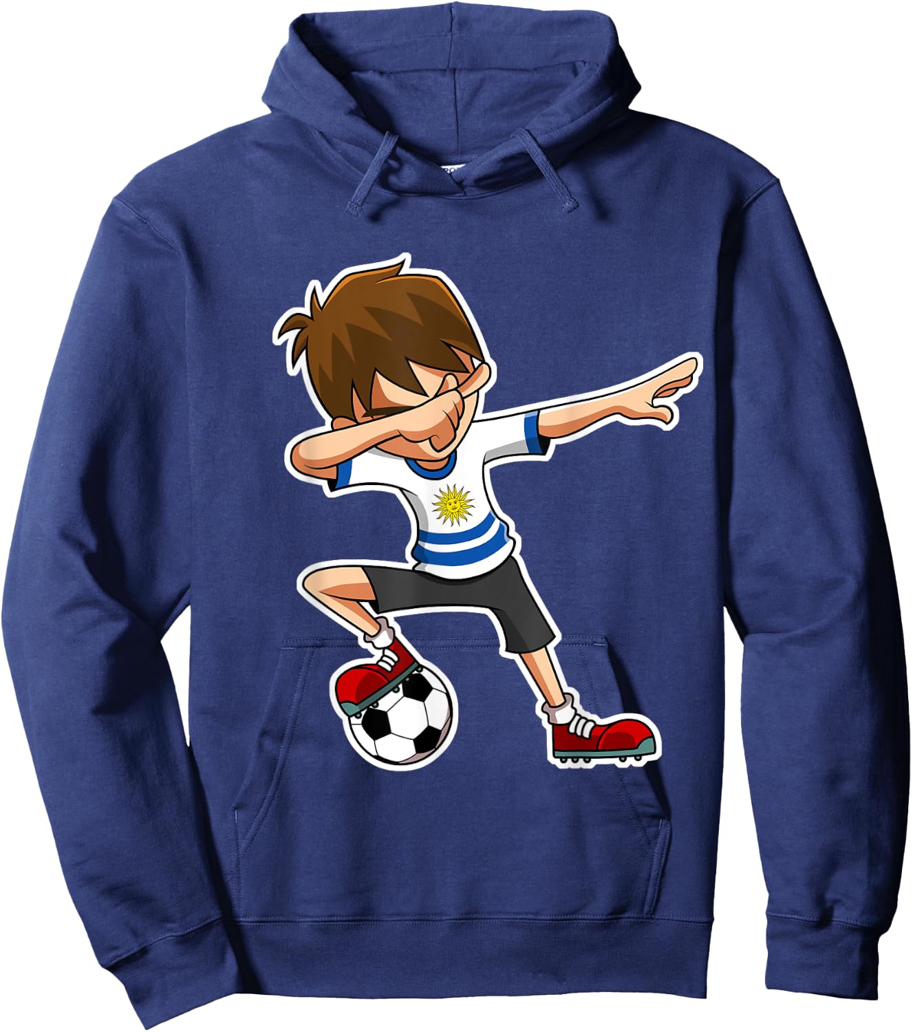 Dabbing Soccer Boy Uruguay Jersey, Uruguayan Kids Dab Gifts Hoodie - Hoodie | Navy