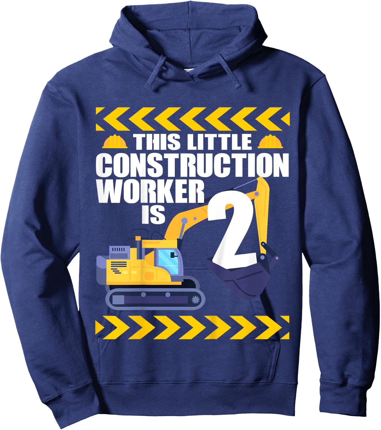 Kids 2 Year Old Construction Birthday Themed Party 2nd Boy Gift Hoodie - Hoodie | Navy