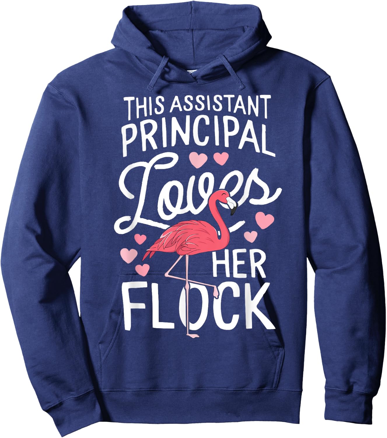 This Assistant Principal Loves Her Flock Flamingo Teacher Men Women Kids Hoodie - Hoodie | Navy