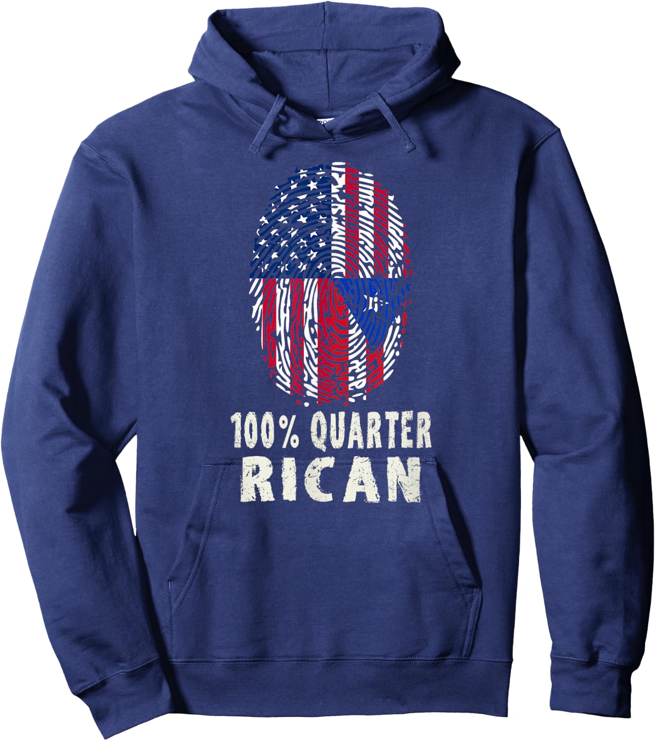 100% Quarter Rican Funny Puerto Rican American Fingerprint Hoodie - Hoodie | Navy