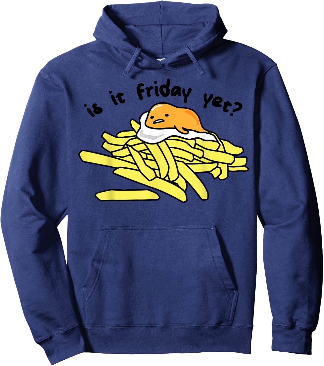 Gudetama The Lazy Egg is It Friday Yet? Small Hoodie - Hoodie | Navy