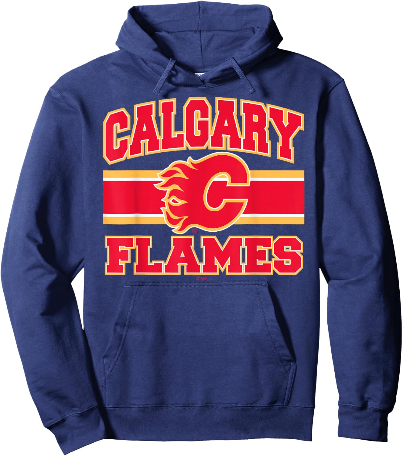 Calgary Flames Stripe Officially Licensed Hoodie - Hoodie | Navy