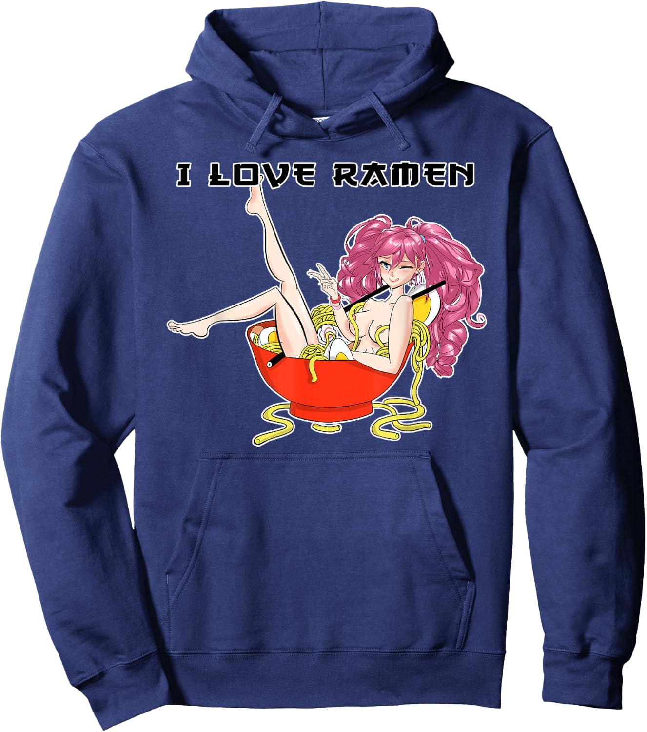 Ramen Hentai Anime Girl I Japanese Waifu Otaku Food Lover Hoodie - Hoodie | Navy